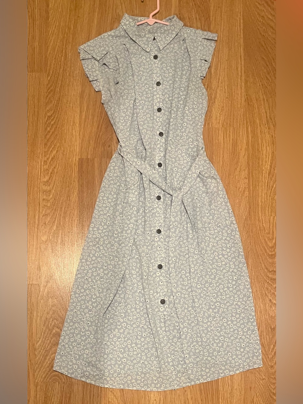 Monteau Light Blue Floral Button Up Dress